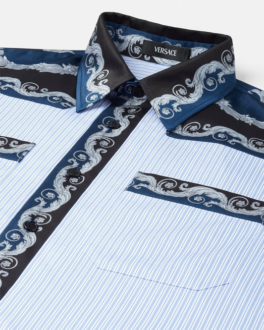 Printed Striped Cotton-Poplin Shirt