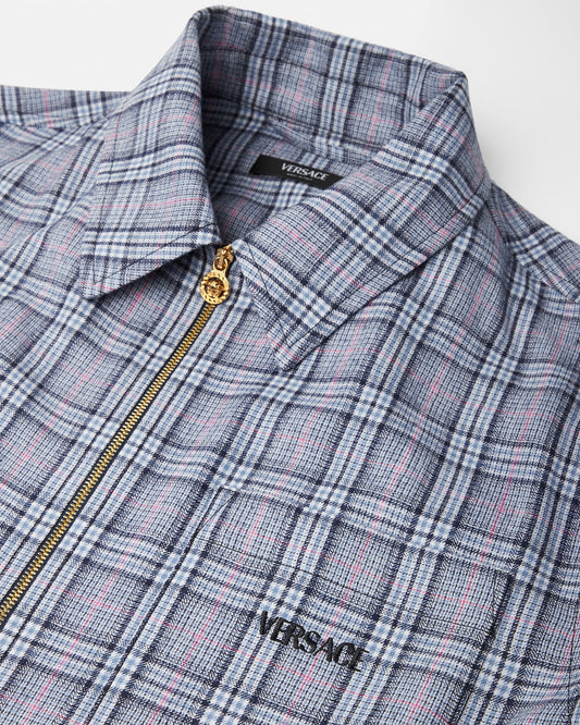 Checked Wool Flannel Zip Overshirt