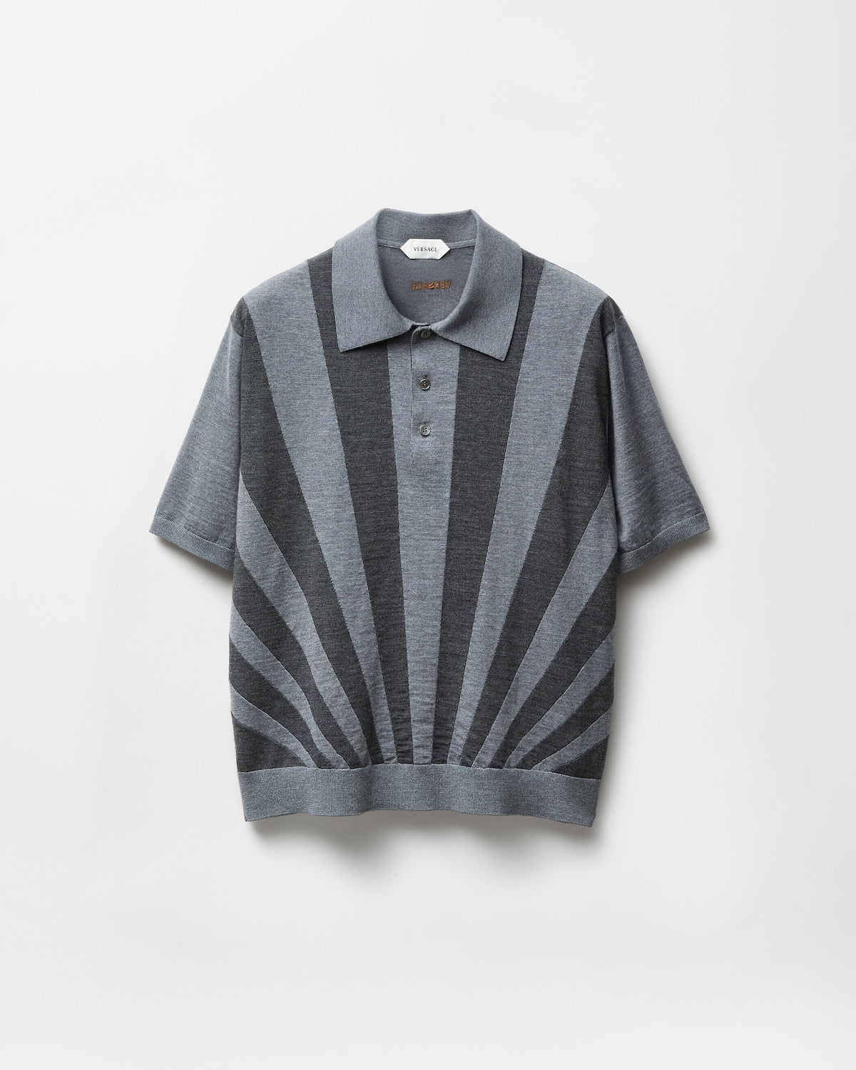Embroidered Intarsia Wool Knit Polo
