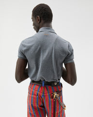 Embroidered Intarsia Wool Knit Polo