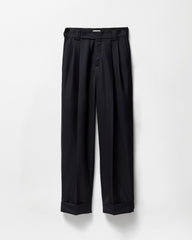 Pinstripe Wool Twill Oversized Trousers