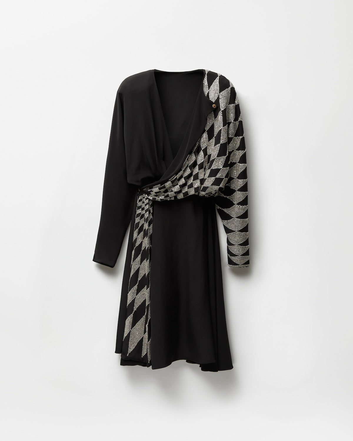 Embroidered Silk Midi Evening Dress