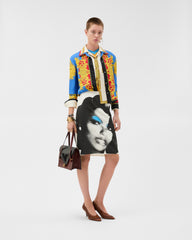 Printed Silk-Poplin Pencil Skirt