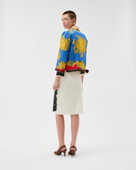 Printed Silk-Poplin Pencil Skirt