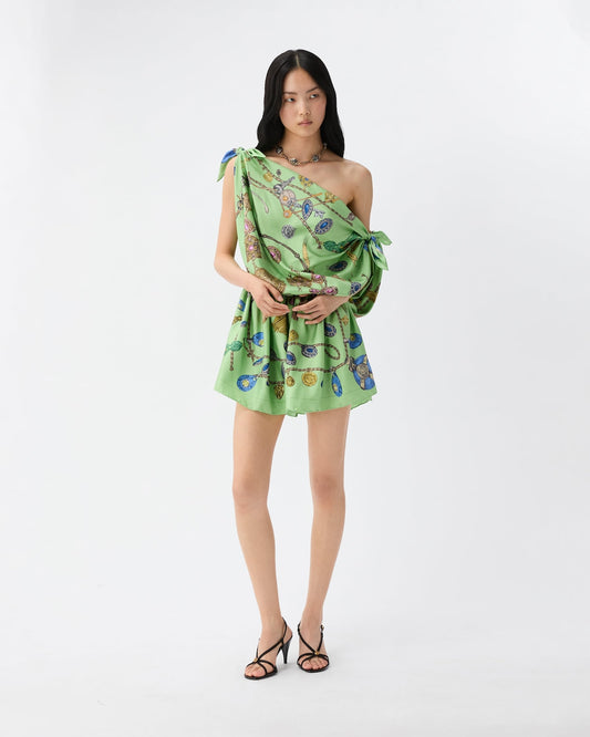 Printed Silk Twill Mini Dress