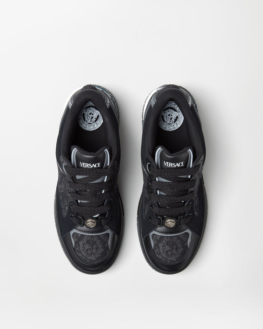 Biggie Basket Leather & Jacquard Canvas Trainers