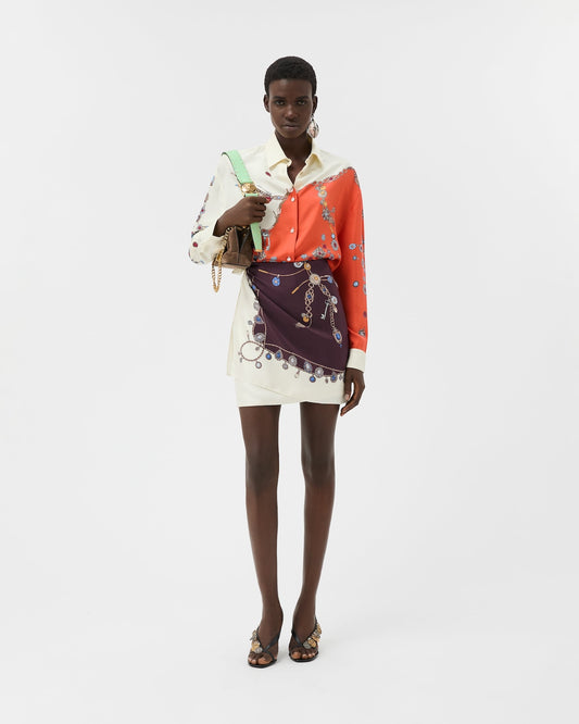 Printed Silk Twill Mini Skirt