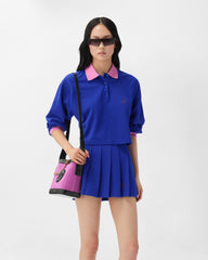 Embroidered-Logo Cotton Piqué Pleated Mini Skirt