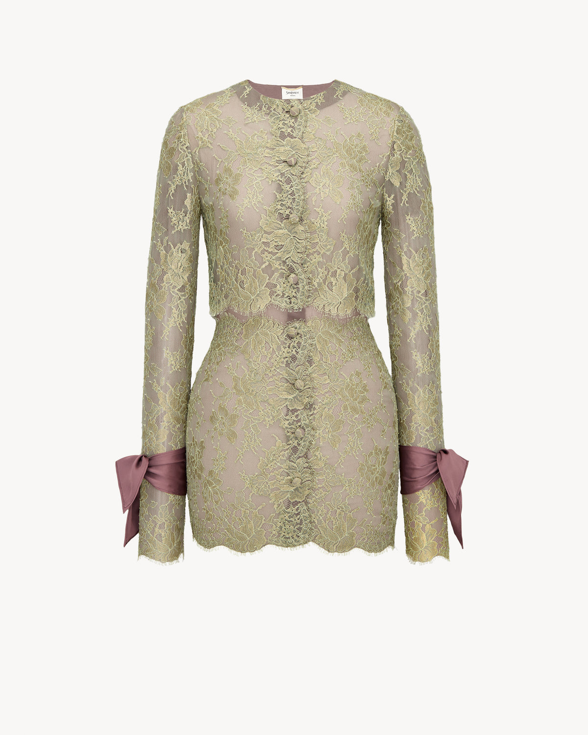 Lavallière-cuff Mini Dress In Lace