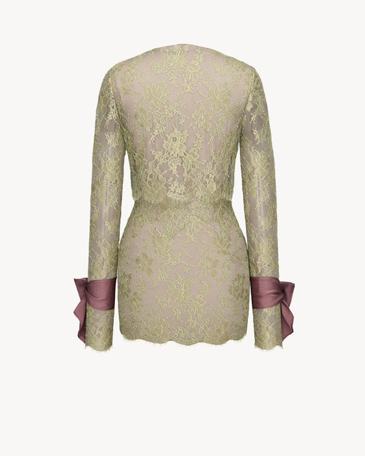 Lavallière-cuff Mini Dress In Lace