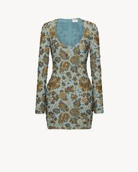 Décolleté Mini Dress In Stretch Brocade