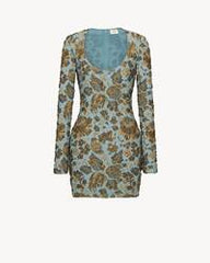 Décolleté Mini Dress In Stretch Brocade