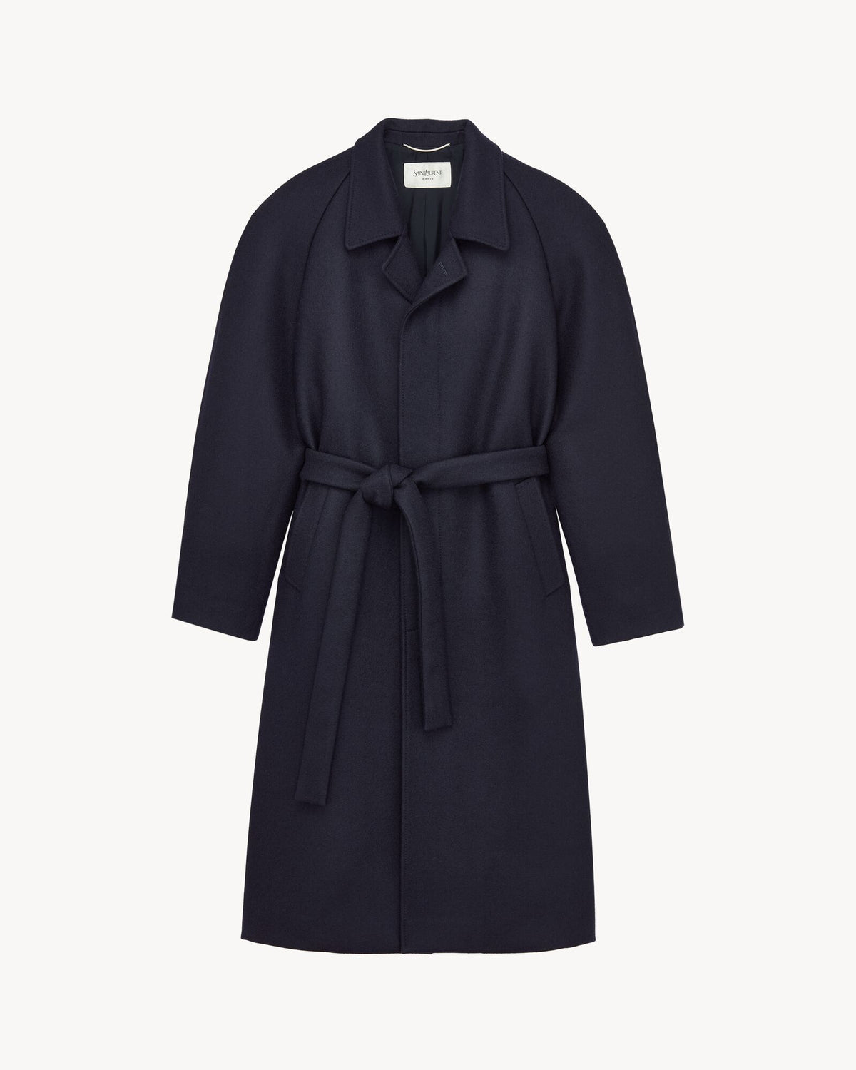 Belted Balmacaan In Brushed Wool Gabardine