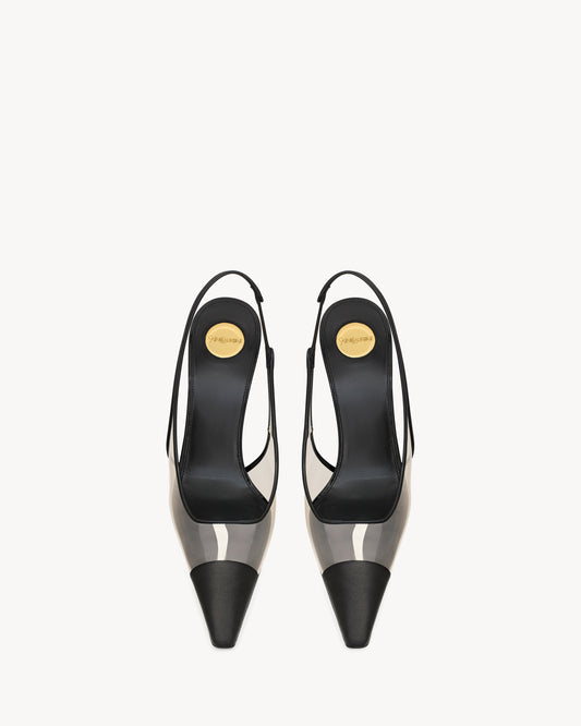 Romy Slingback Pumps In Tpu, Satin, And Patent Leather