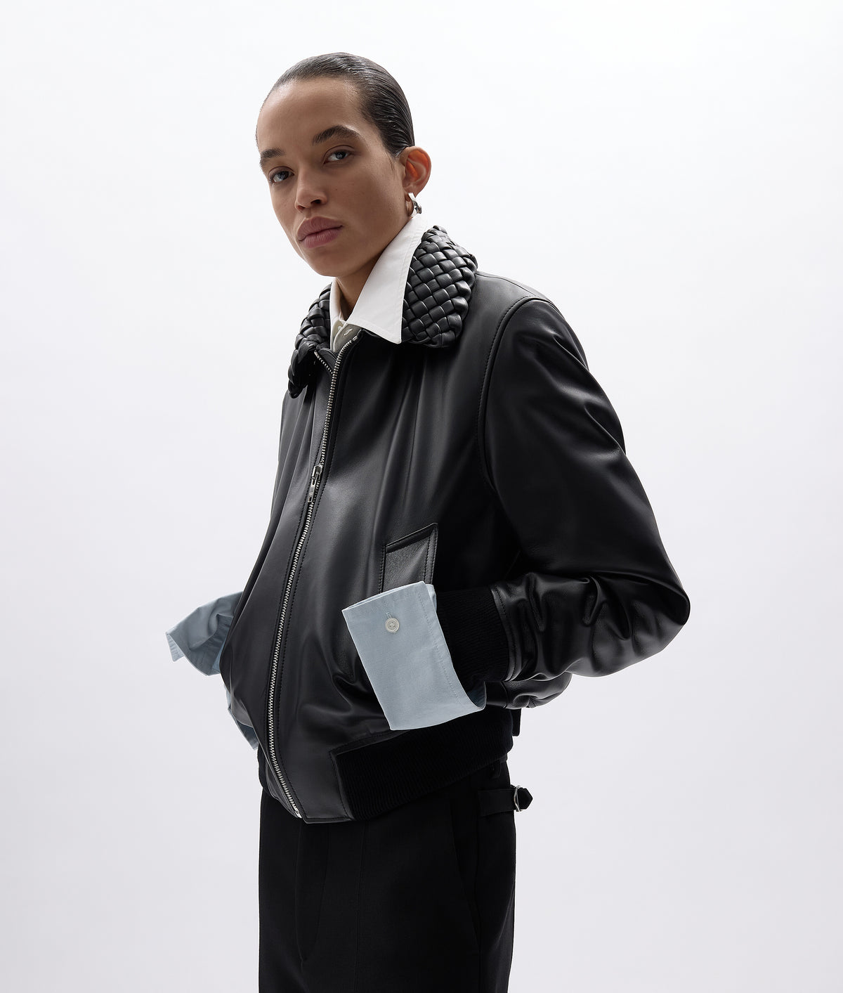 Shiny Leather Padded Blouson
