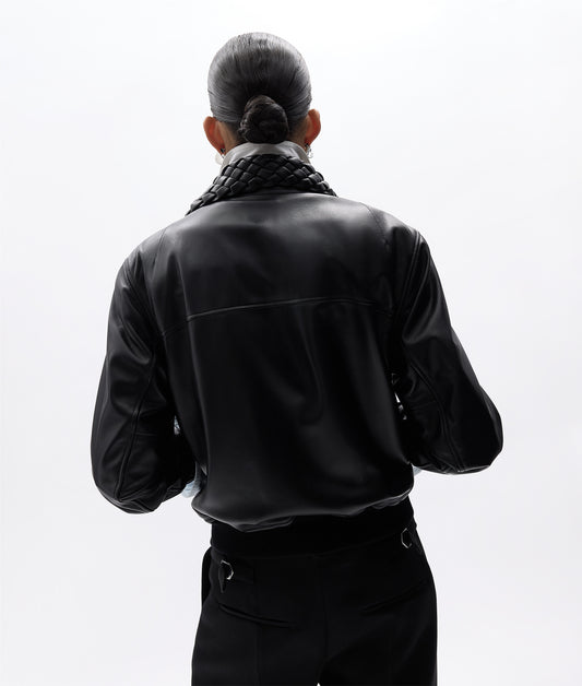 Shiny Leather Padded Blouson