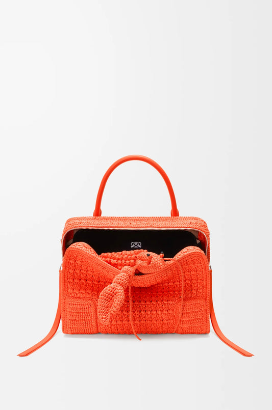 Medium Amazona 180 Lazy Crab Bag In Raffia Crochet