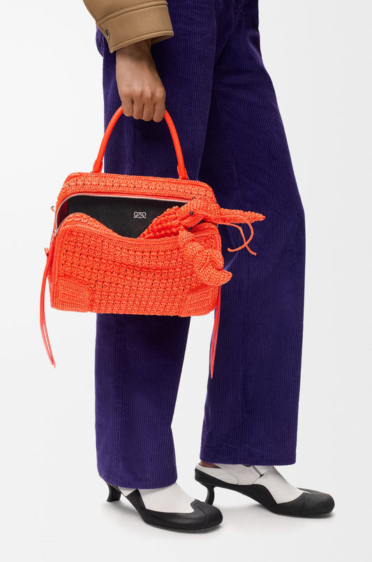 Medium Amazona 180 Lazy Crab Bag In Raffia Crochet