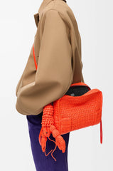 Medium Amazona 180 Lazy Crab Bag In Raffia Crochet