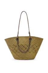 Anagram Basketb Bag In Raffia And Calfskin