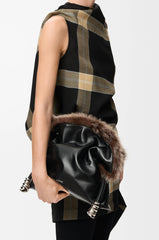 Medium Flamenco Clutch In Glossy Lambskin And Shearling
