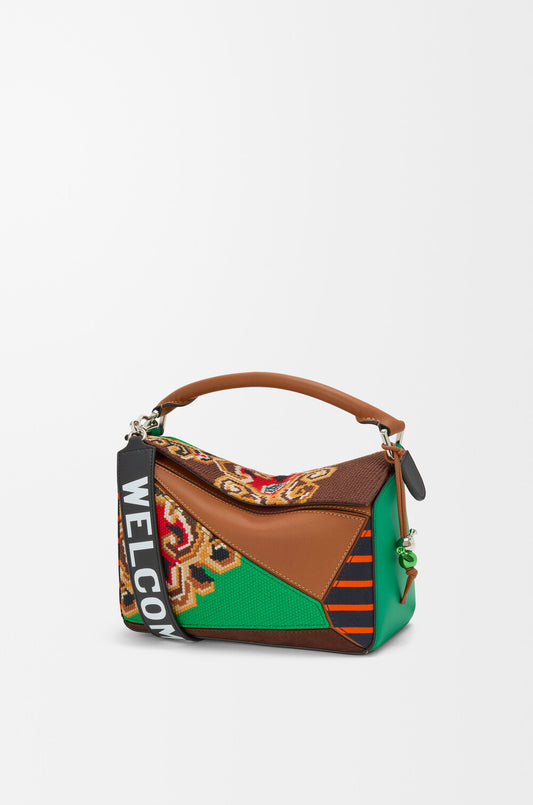 Puzzle 10 Patchwork Re-edition Bag In Calfskin, Suede And Canvas