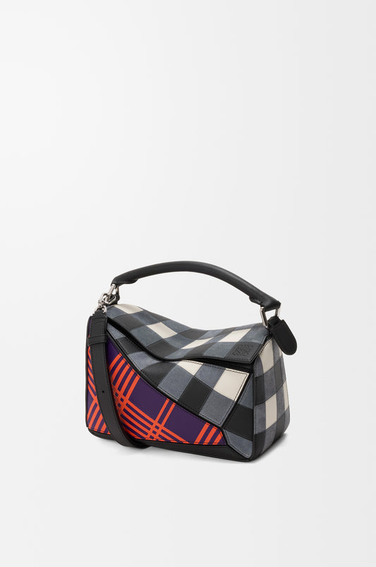 Small Puzzle Bag In Check Intarsio
