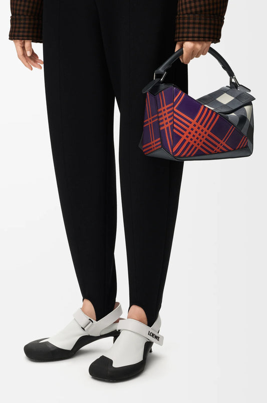 Small Puzzle Bag In Check Intarsio