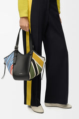 Hammock Flip Bag In Embroidered Canvas And Calfskin
