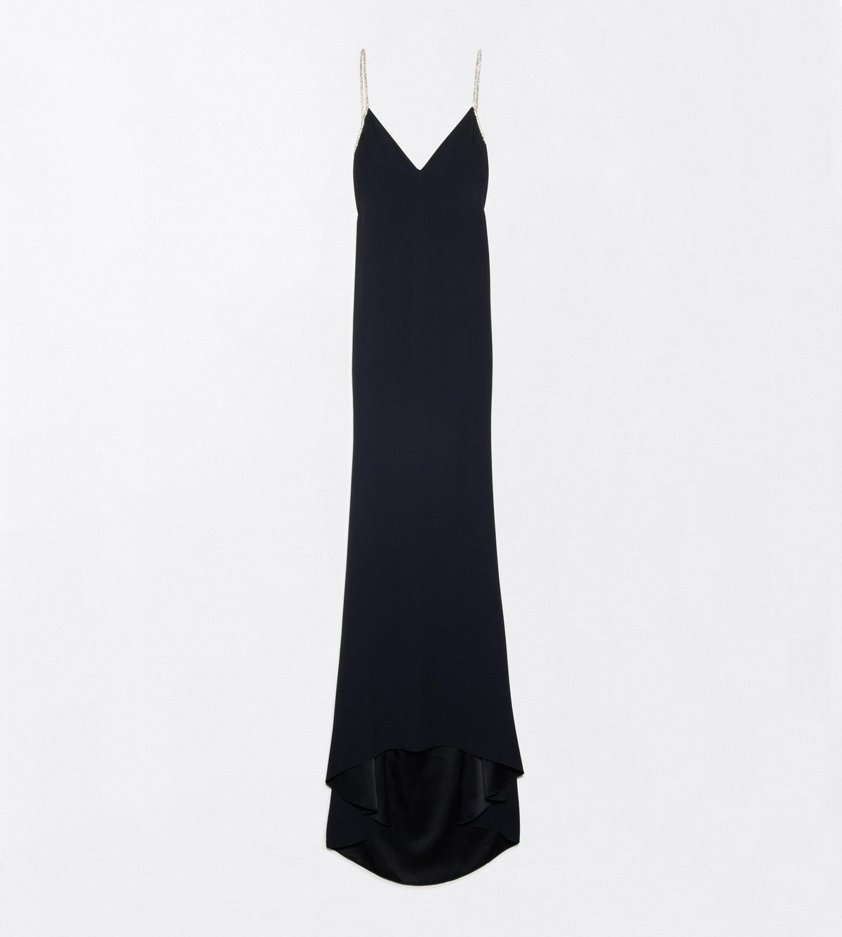 Crystal Chain Embroidery Satin Sleeveless Evening Dress With Open Back
