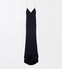Crystal Chain Embroidery Satin Sleeveless Evening Dress With Open Back