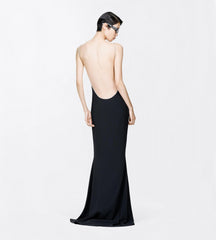 Crystal Chain Embroidery Satin Sleeveless Evening Dress With Open Back