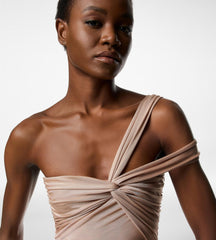 One Shoulder Twist Front Evening Dress