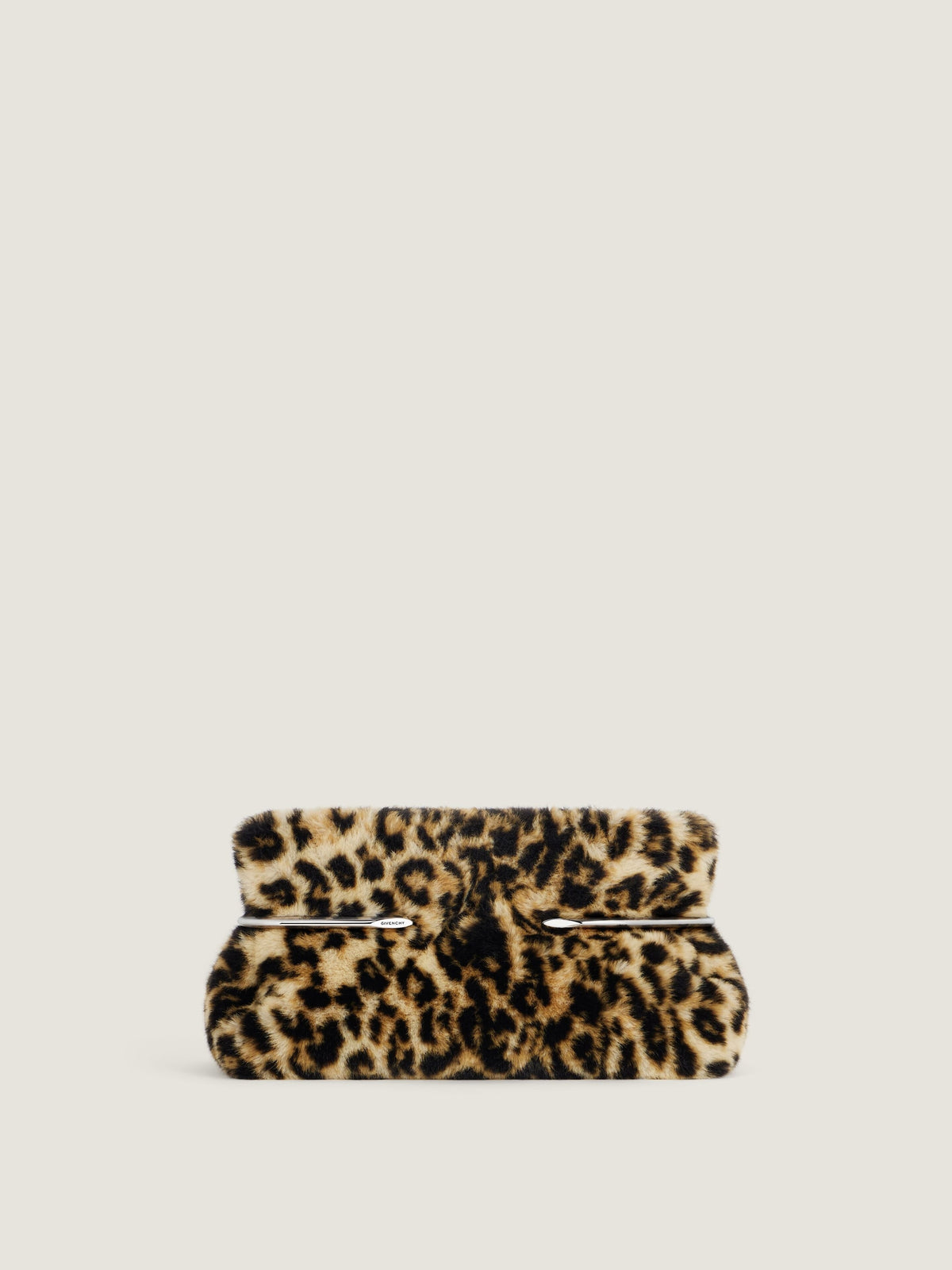 Pinch Soft Clutch In Leopard Shearling-effect