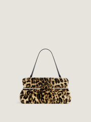 Pinch Soft Clutch In Leopard Shearling-effect
