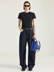 Small Voyou Bucket Bag In Shiny Leather