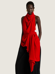 Draped Top In Velvet With Open Back