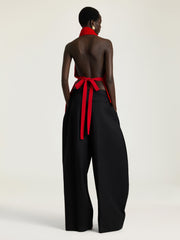 Draped Top In Velvet With Open Back