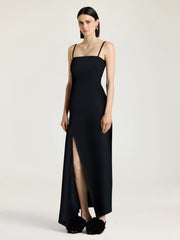 Sliced Long Slashed Dress In Crepe Cady