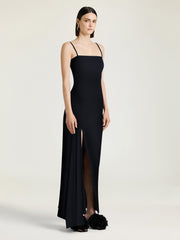 Sliced Long Slashed Dress In Crepe Cady