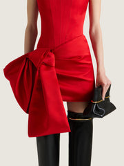 Mini Bustier Dress In Satin With Bow