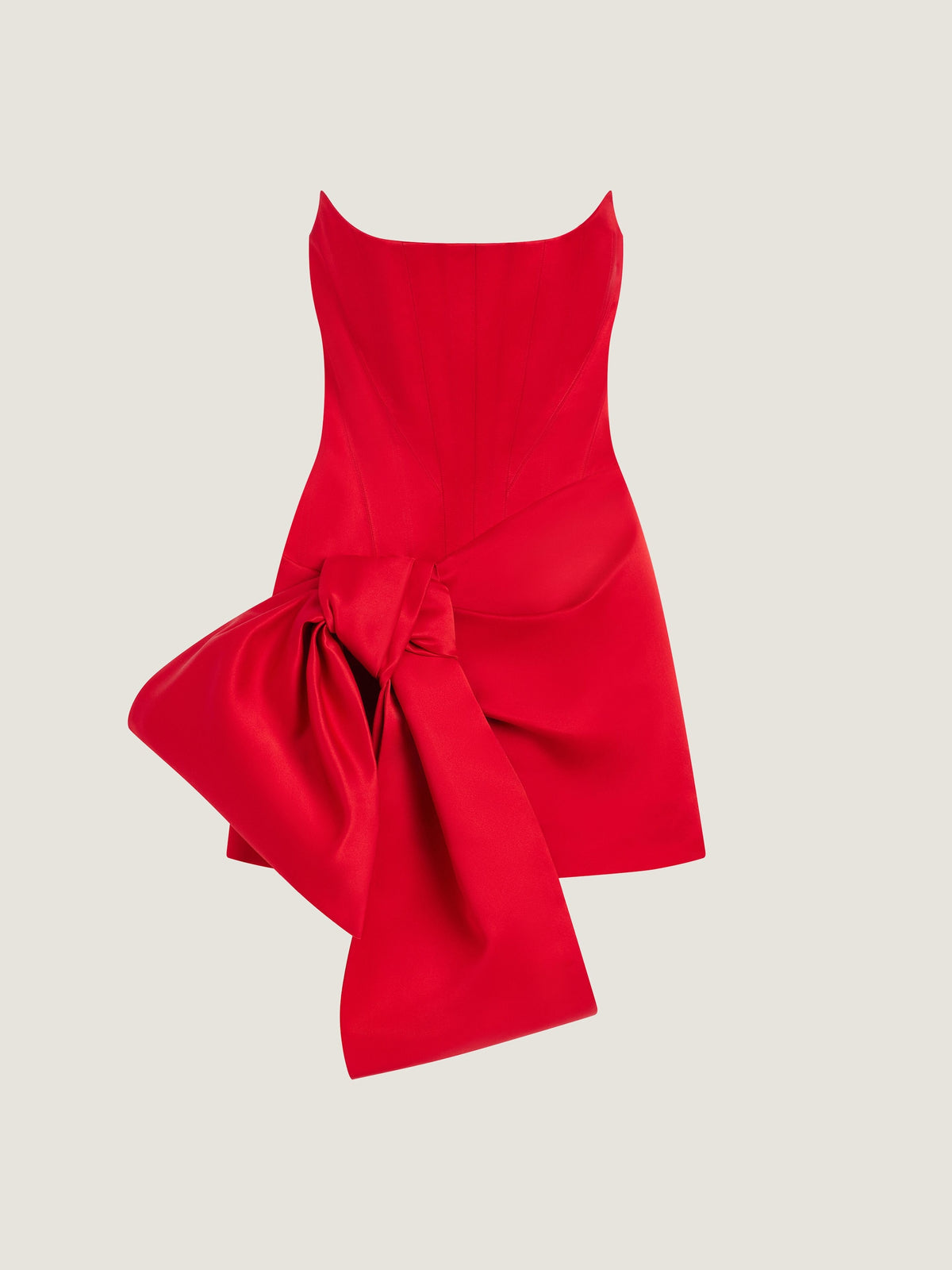 Mini Bustier Dress In Satin With Bow