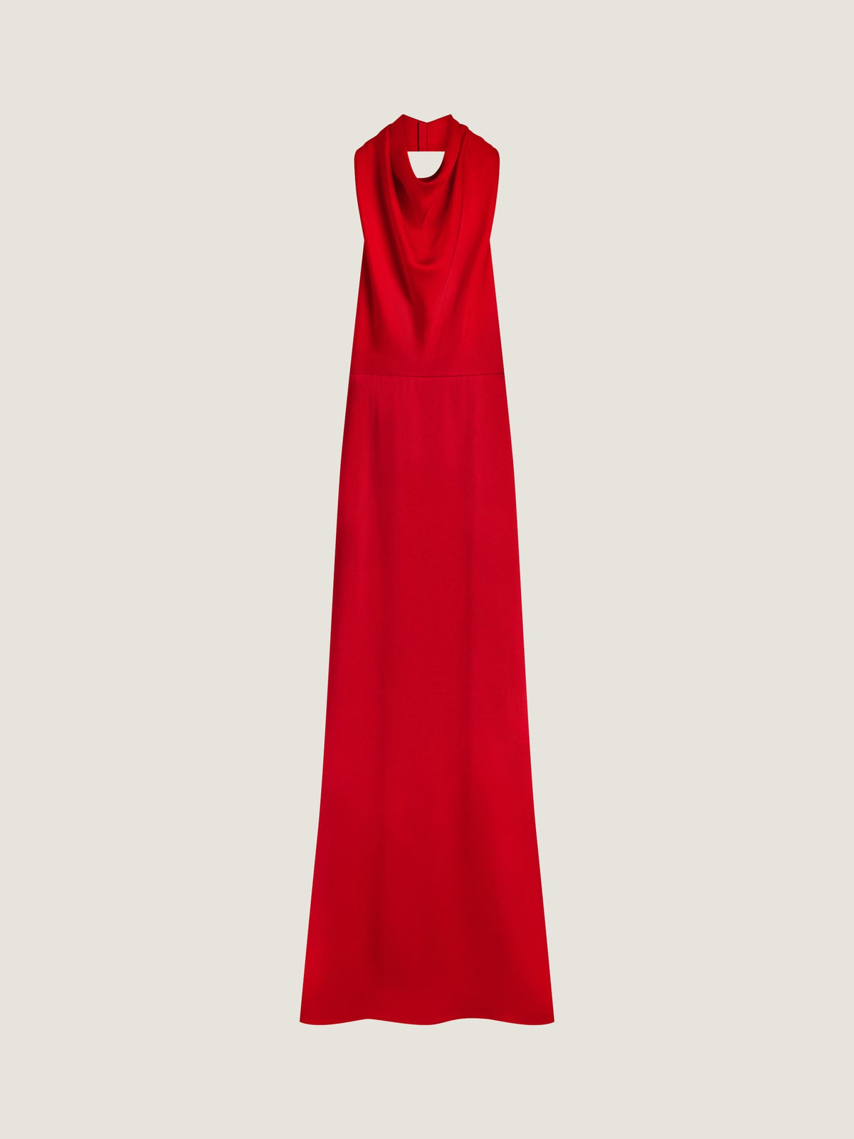 Long Draped Halterneck Dress In Satin Crepe