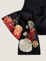 Mini Bustier Dress In Satin With Floral Embroidery And Bow