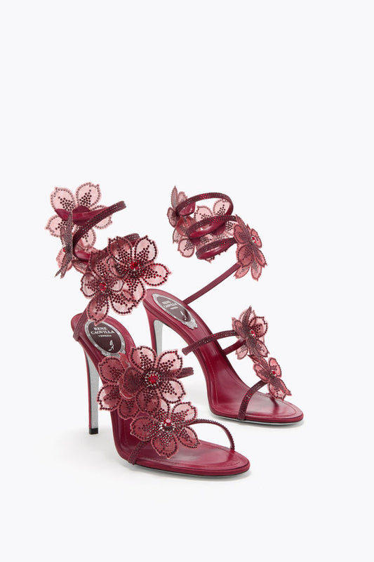 Peach Flower Burgundy Sandal 105