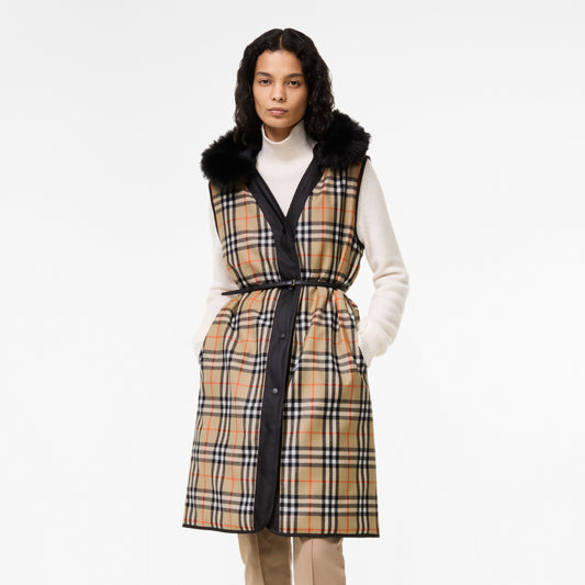 Reversible Check Hooded Gilet