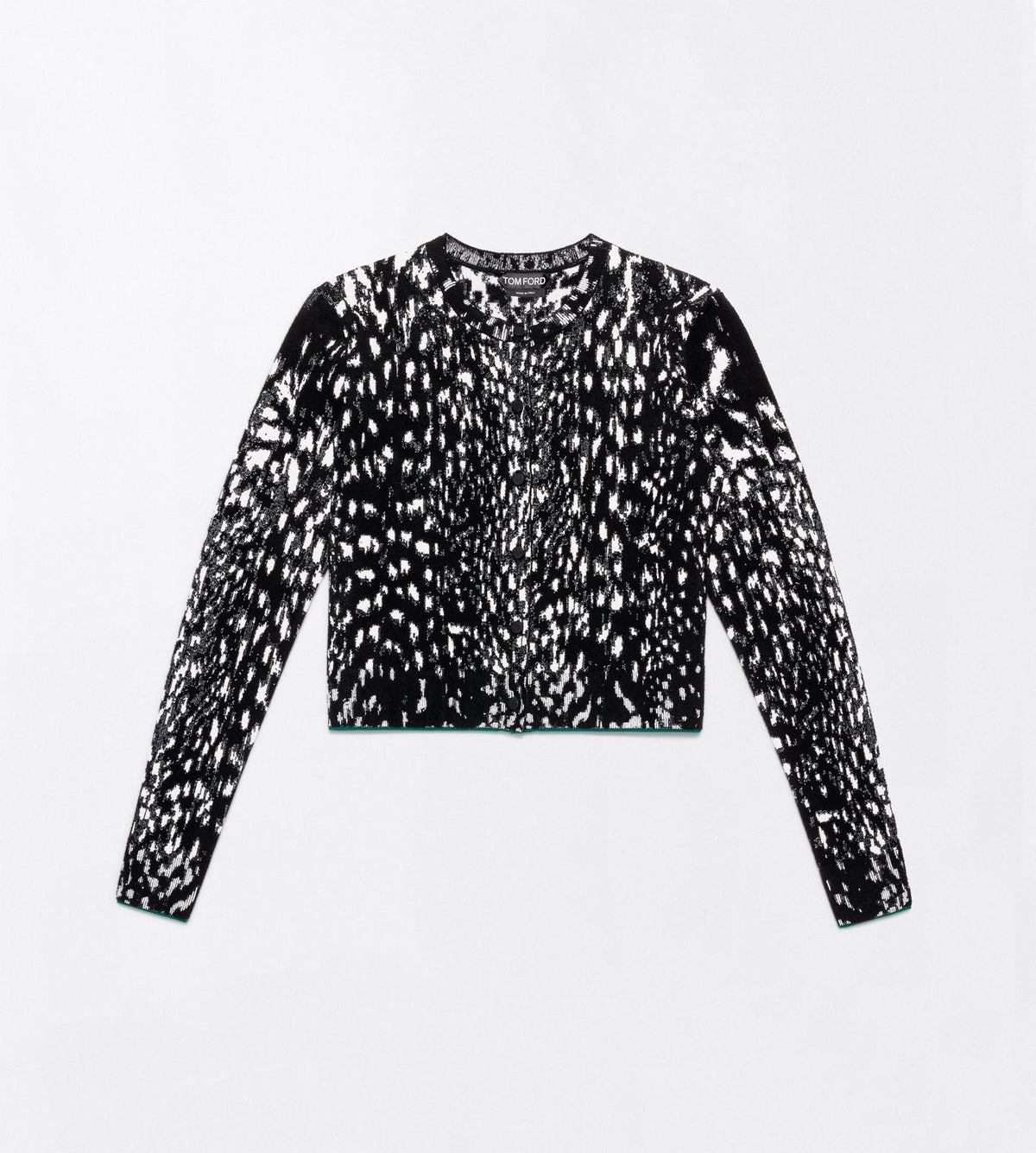 Lynx Jacquard Velvet Crewneck Cardigan