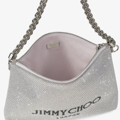 Callie Shoulder Silver Suede Shoulder Bag with Crystals