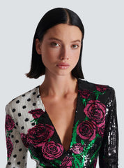 Short embroidered Roses and Polka Dots dress