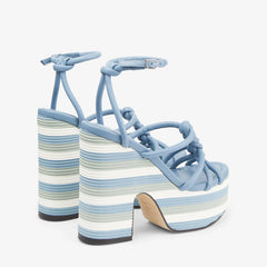 Clare Wedge 130 Smoky Blue Nappa Leather Wedge Sandals